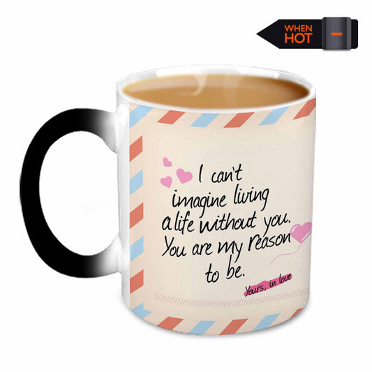 Postcard Design "I can't imagine…" Magic Ceramic Mug, 350ml.