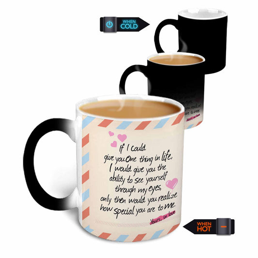 Postcard Design "If I could you give you one thing…" Magic Ceramic Mug, 350ml.