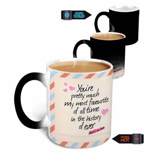 Postcard Design "You're pretty much my most favorite…" Magic Ceramic Mug, 350ml.