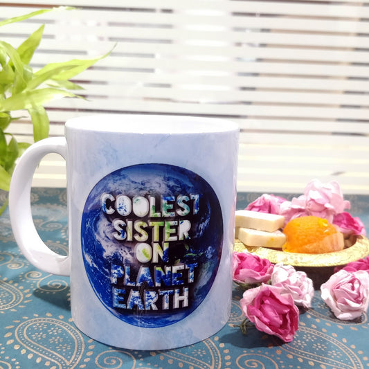 Coolest Sister On Planet Earth Ceramic Mug, 350ml, 1 Pc