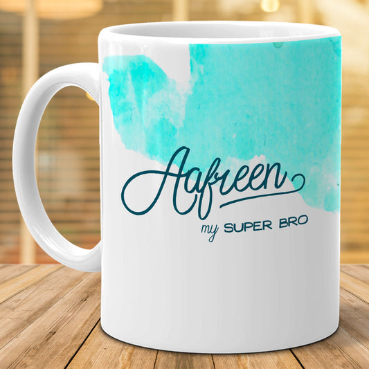 My Super Bro personalized ceramic name mug for brother
