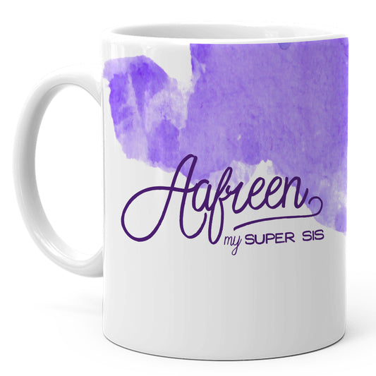 My Super Sis personalized ceramic name mug for sister