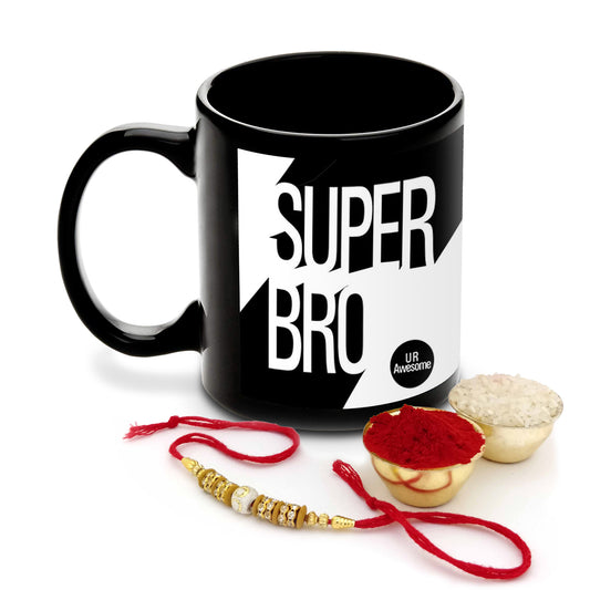 Rakhi with Super Bro Awesome  Ceramic Mug 315 ml, 1 Pc