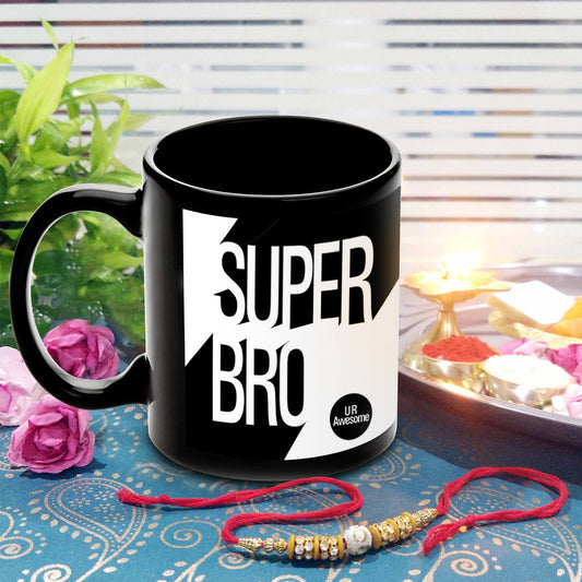 Rakhi with Super Bro Awesome  Ceramic Mug 315 ml, 1 Pc