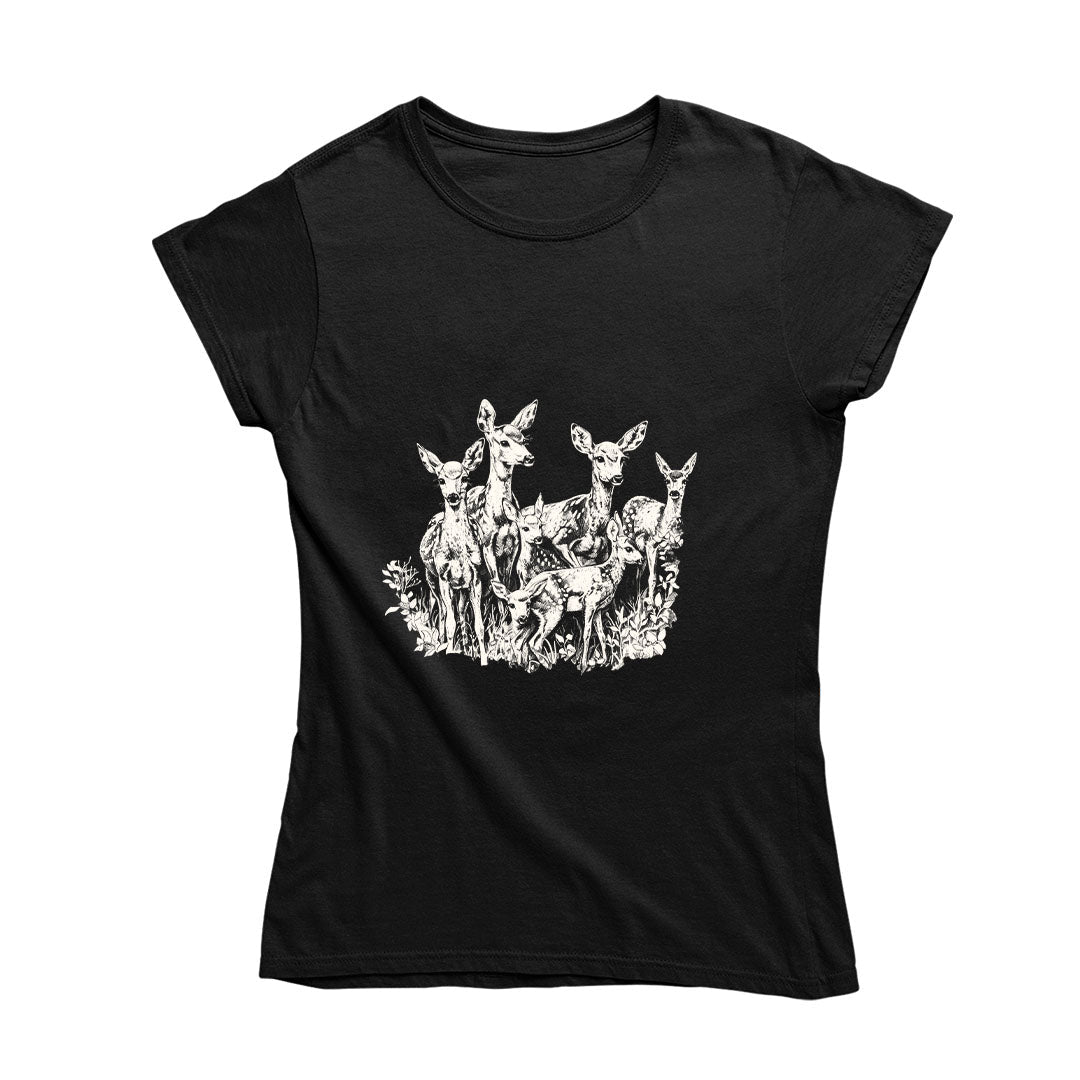 Classic Deer Black Round Neck Tshirt Basics XXL