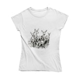 Classic Deer White Round Neck Women Tshirt Basics