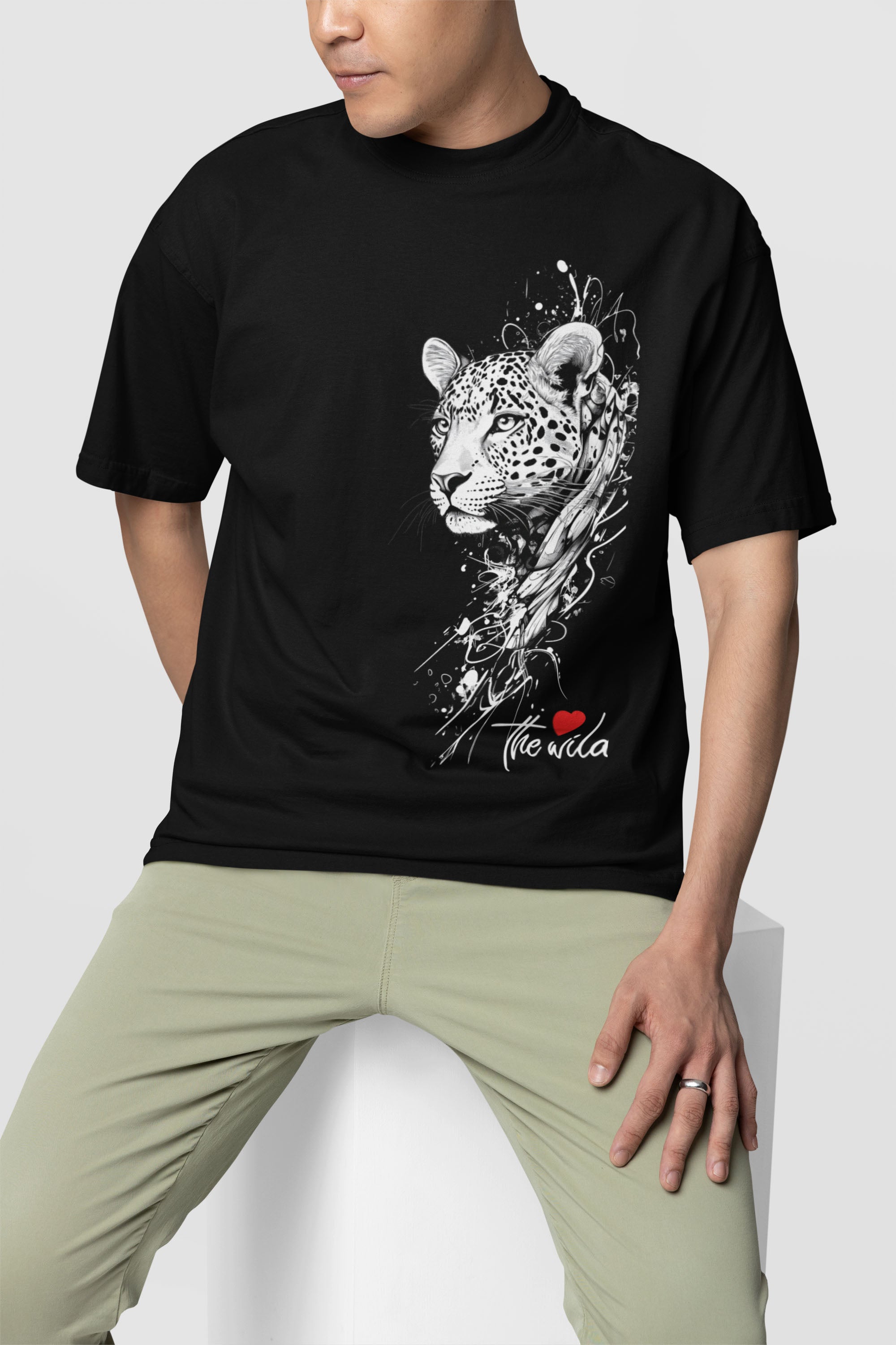 Impressions Leopard Black Oversize Tshirt XXL