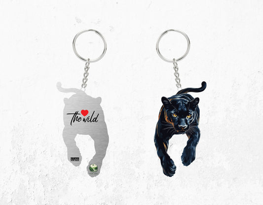 Love Wild Panther Black Cutout Keychain