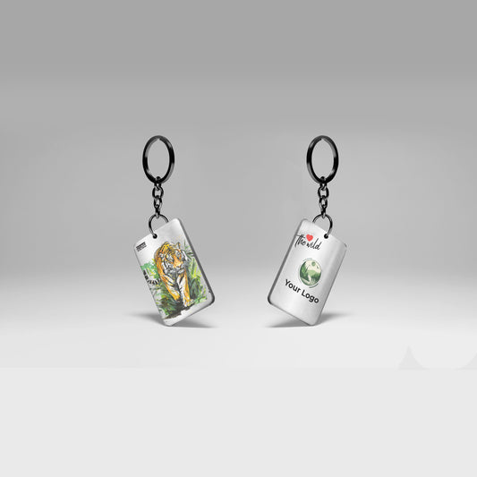 Love Wild Stroll Tiger Rectangular Keychain