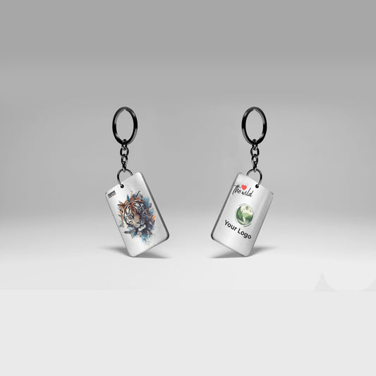 Love Wild Closeup Tiger Rectangular Keychain