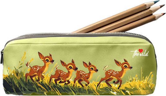 Playing Babies Deer Cylindrical Pouch