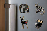 Iconostyle Elephant Owl Deer Leopard Wooden Fridge Magnets (Set of 4)