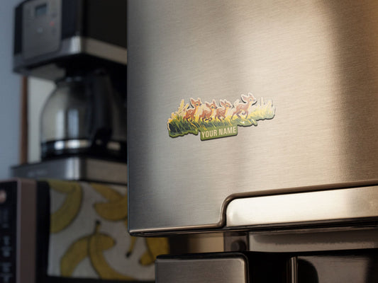 Playing Babies Deer Wooden Fridge Magnet