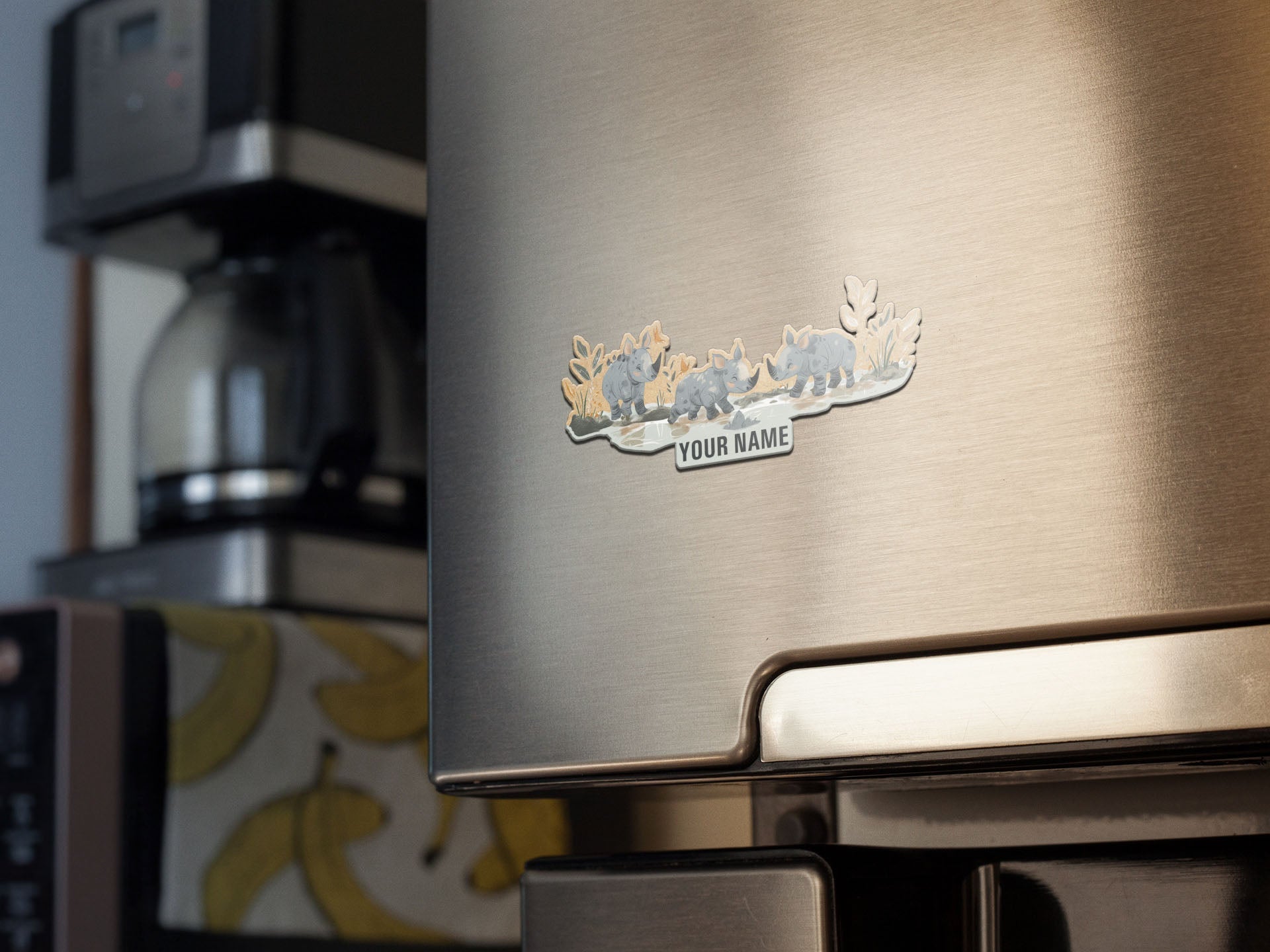 Playing Babies Rhino Wooden Fridge Magnet