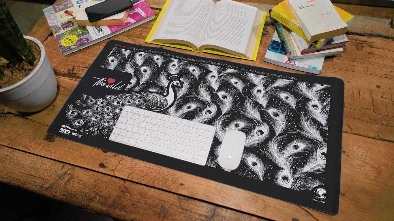 Body Pattern Peacock Desk Mat