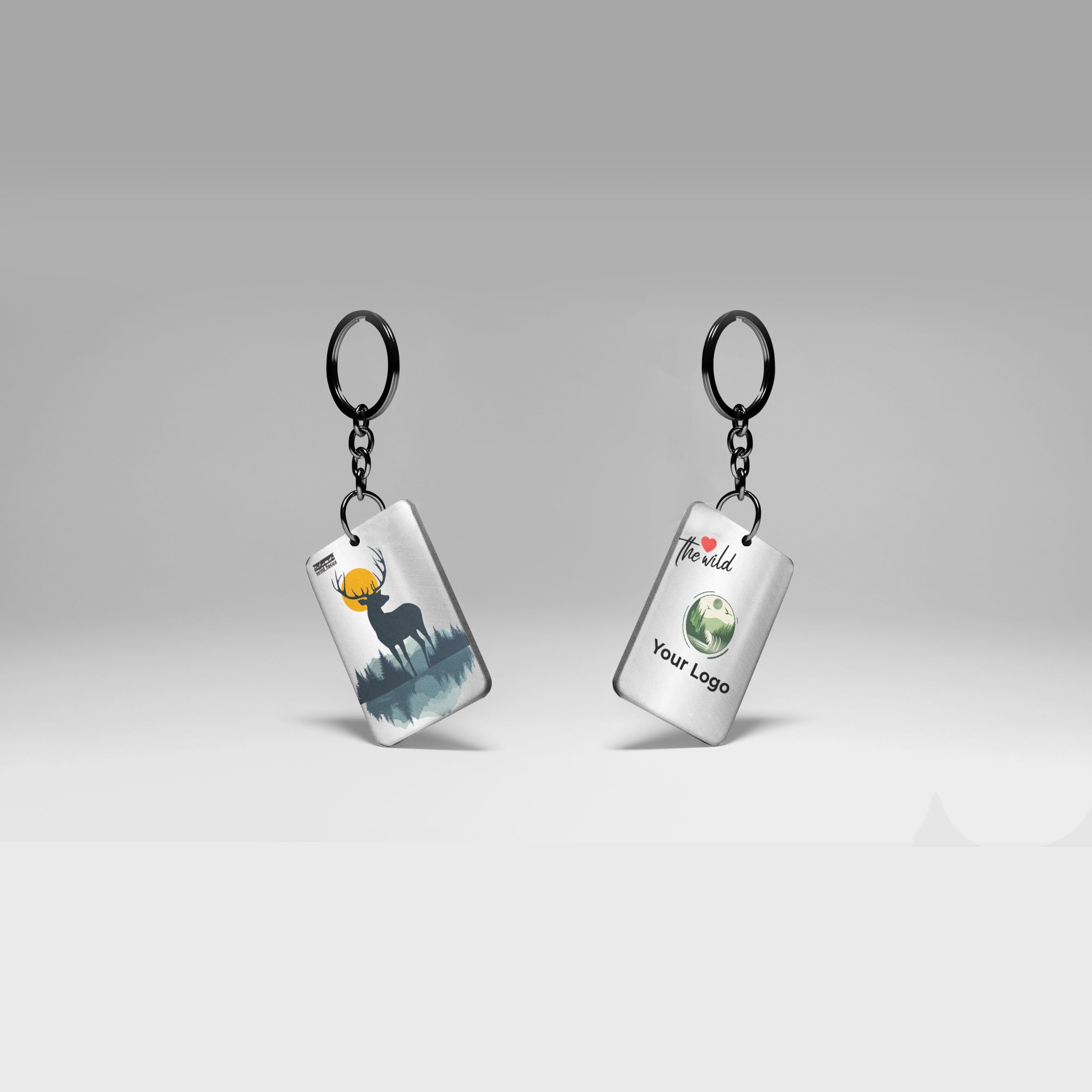 Love Wild Moon Deer Rectangular Keychain