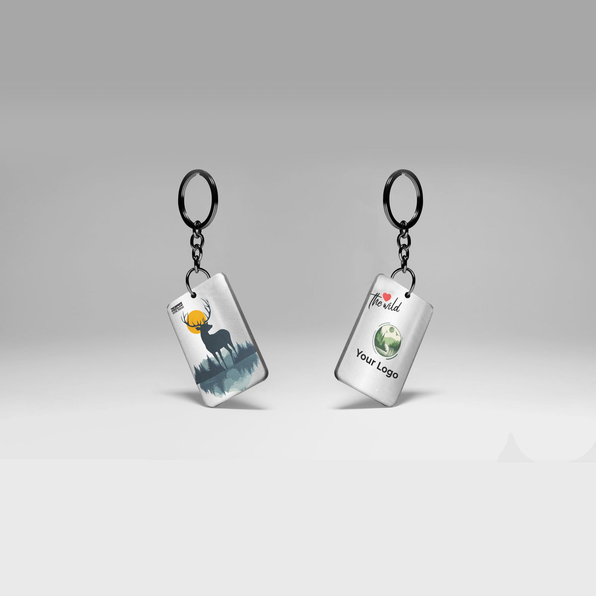 Love Wild Moon Deer Rectangular Keychain