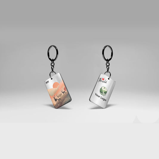 Love Wild Sunset Deer Rectangular Keychain