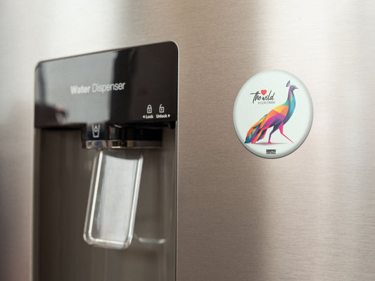 Peacock Colorgami - Round Metal Fridge Magnet