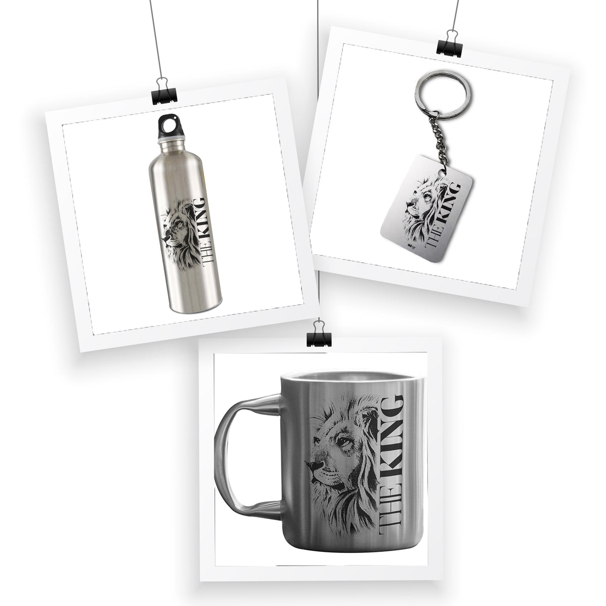 The King - A Perfect Mug Bottle Everyday drinkware Combo with Keychain (1 Mug, 1 Bottle, 1 Keychain)
