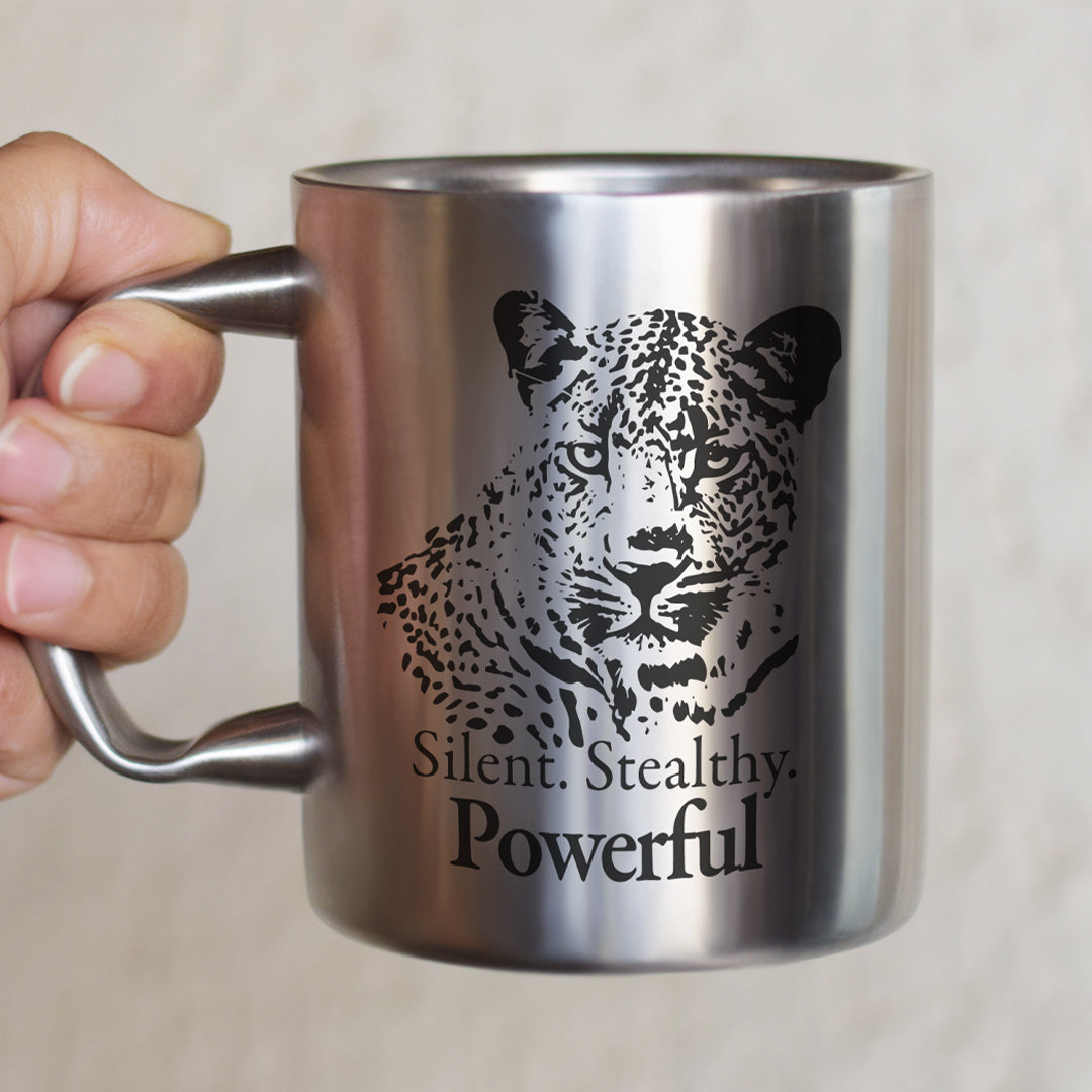 Silent, Stealthy and Powerful Leopard - A Perfect Mug Bottle Everyday Drinkware Combo with Keychain (1 Mug, 1 Bottle, 1 Keychain)