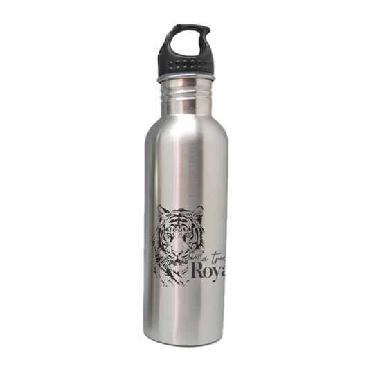 A Royal King Tiger Stainless Steel Water Bottle with Keychain (1 Bottle, 1 Keychain)