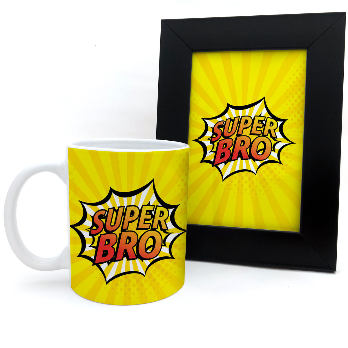 Super Bro - Comic Style Ceramic Mug & Photo Frame