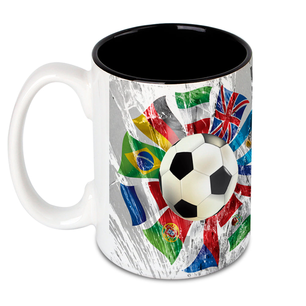 The World Unites at Soccer Large Ceramic Mug with Free Badge 450 ml, Ideal For FIFA World Cup