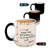 Postcard Design "I can't imagine…" Magic Ceramic Mug, 350ml.