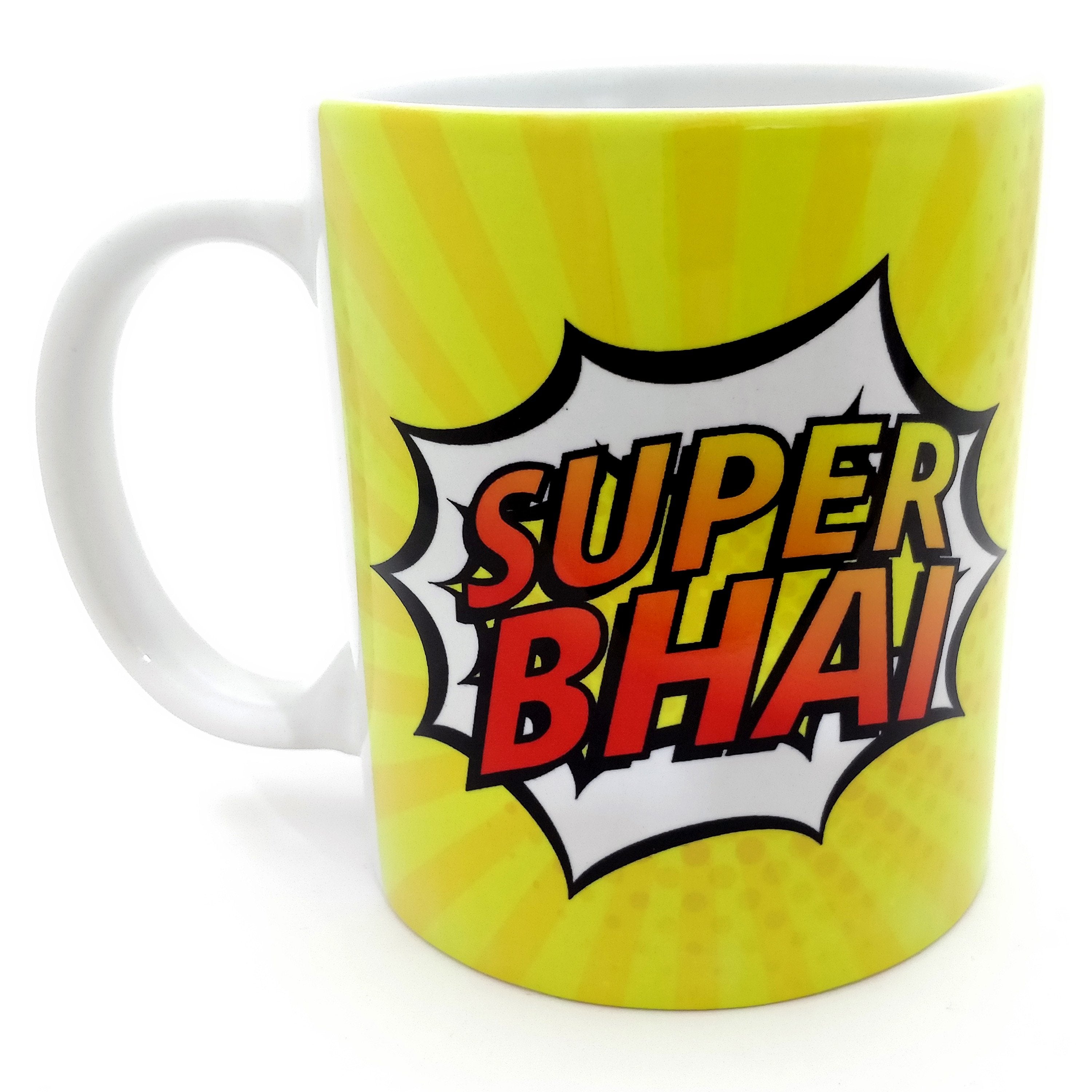 Super Bhai & Wonder Bhabhi 2 Mugs Set with Rakhi & Lumba