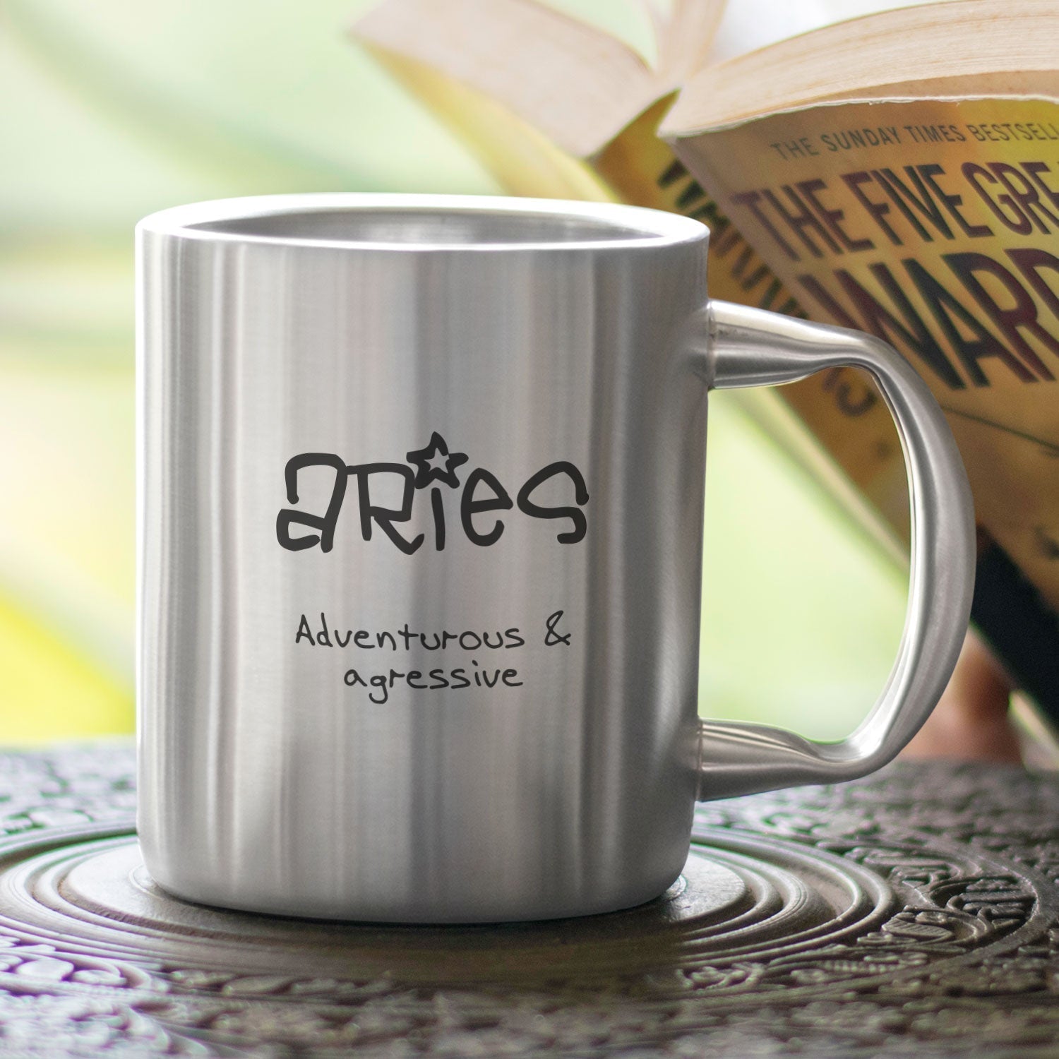 Personality Sunsign Aries Zodiac Stainless Steel Double Walled Mug, 315ml