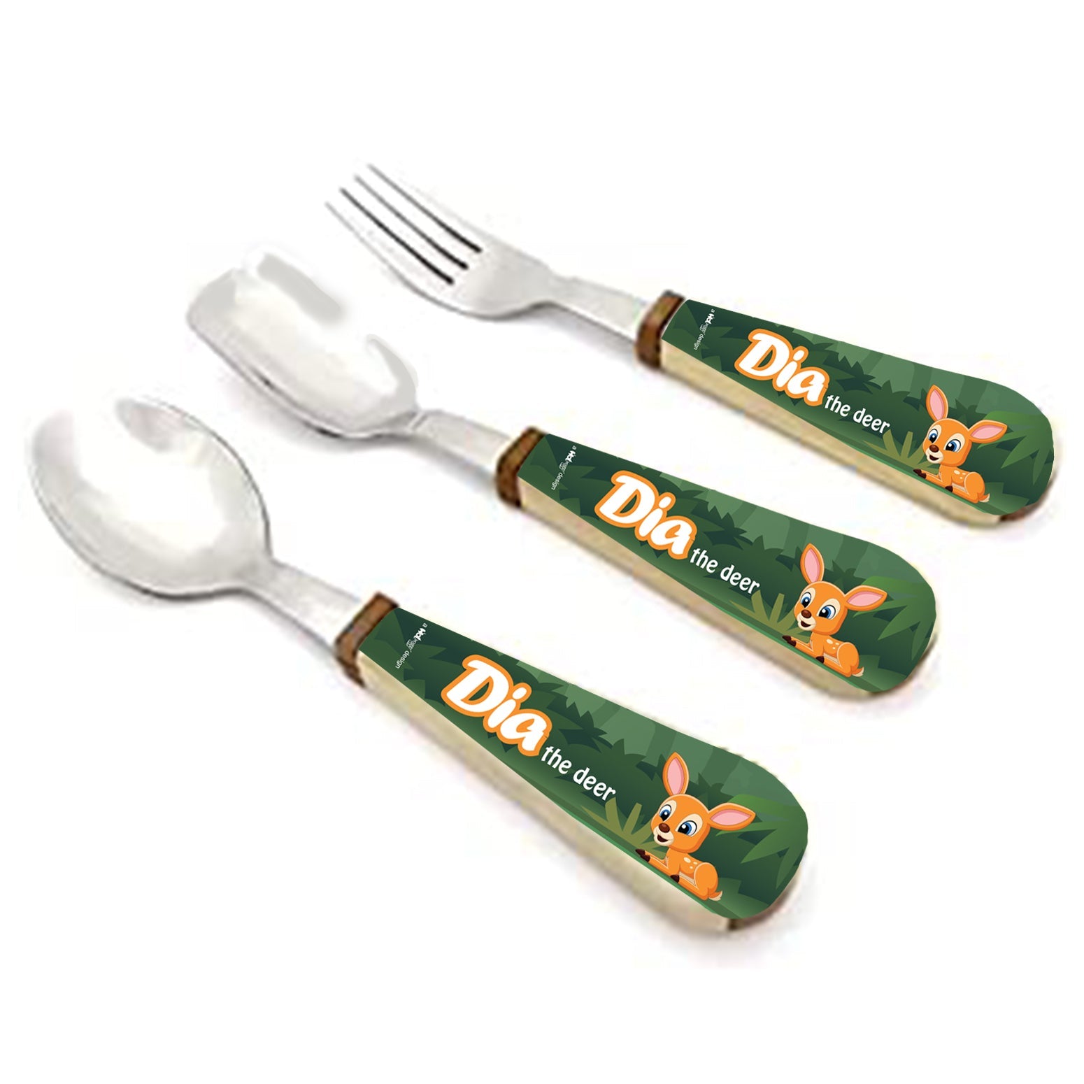Cutlery Set - Dia the Deer (Spoon + Ice Cream Spoon + Fork) Set Of 3