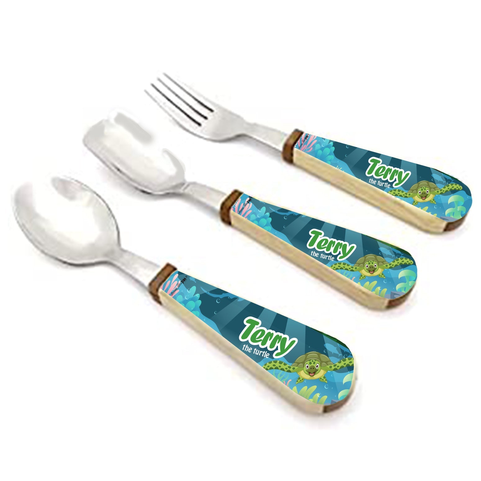 Cutlery Set - Terry the Turtle (Spoon + Ice Cream Spoon + Fork) Set Of 3
